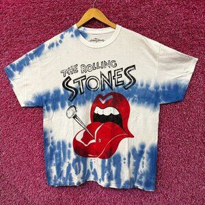 The Rolling Stones Hot Lips Tie Dye Blue Oversized T-Shirt  Size Large